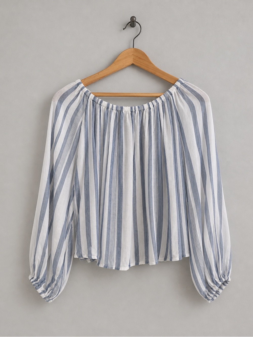 Forever 21 Blue White Off Shoulder Boho Blouse Small